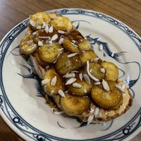 Caramelised banana and peanut toast  at Ngon Vegan Restaurant in Tam Coc