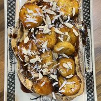 Caramalized bread with banana and peanut butter   at Ngon Vegan Restaurant in Tam Coc