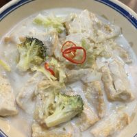 Tofu in ginger coconut sauce (creamy and delicious)  at Ngon Vegan Restaurant in Tam Coc