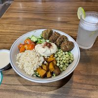 Falafel bowl with lime juice  at Ngon Vegan Restaurant in Tam Coc
