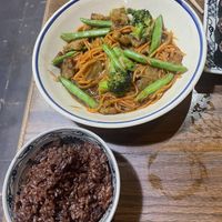Teriyaki tempeh with rice   at Ngon Vegan Restaurant in Tam Coc