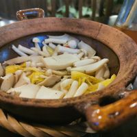 Starter Mushrooms with Lemongrass and Ginger, comes with a pineapple sauce 58,000 vdn at Ngon Vegan Restaurant in Tam Coc