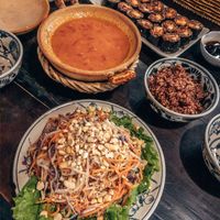 Pineapple salad, chickpea coconut curry, vegan sushi at Ngon Vegan Restaurant in Tam Coc