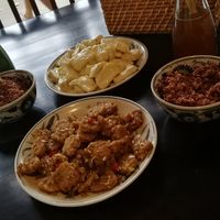 Ginger and coconut tofu and lemon grass and chili tempeh at Ngon Vegan Restaurant in Tam Coc