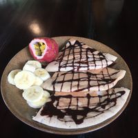 Breakfast coconut pancakes  at Ngon Vegan Restaurant in Tam Coc