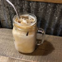 Iced latte with almond milk  at The Clay Cup in Altoona