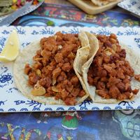 Tacos de chorizo vegano at Alebrije in Valencia