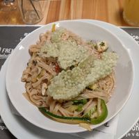 Delicious rice noodle dish at BOKA in Tolmin