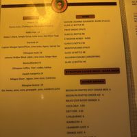 Menu  at Awash in Brooklyn