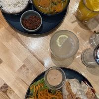 Curry of the day, falafel wrap, lemon soda and Heart of Joy-lemonade at The Heart of Joy in Salzburg