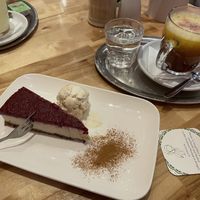 Cashew cheesecake with berries and soy vanilla ice cream  at The Heart of Joy in Salzburg