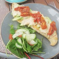 Sourdough with avocado and houmous at Deli on the Strand in Exmouth