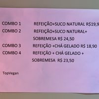 Valores dos combos at Top Vegan in Sao Paulo