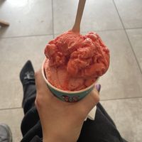 Watermelon and strawberry sorbet   at Is-Kompagniet in Loekken