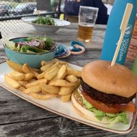 Vegan lentil and spinach burger   at Sloop Inn in Harverfordwest