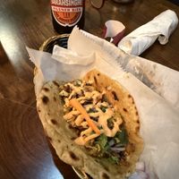 Jackfruit “not a taco” and Nepalese Pilsner  at While in Kathmandu in Ridgewood