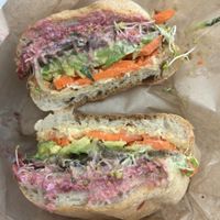 The Happy Hippy without cheese and with ciabatta - so good!   at Mendocino Farms in Sacramento