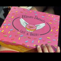 Outside of the box at Mmm Donuts in Barrie