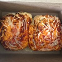 Vegan pizza buns   at Mmm Donuts in Barrie