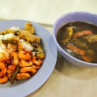 Bak kut teh with rice and dishes at San De Vegetarian 三德 - Blk 256 Yishun in North Singapore