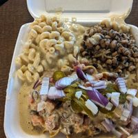 Frito pie (special), Mac and cheese, black eyed peas at H.O.M.E. Vegan Restaurant (TheHouseOfMentalEatery) in Little Rock