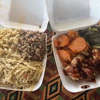 Their spaghetti and cauliflower wings were INSANE!   at H.O.M.E. Vegan Restaurant (TheHouseOfMentalEatery) in Little Rock