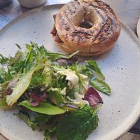 Vegan smoked salmon bagel at The Hairy Barista in Totnes