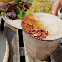 Rose latte (it was lovely) at The Hairy Barista in Totnes
