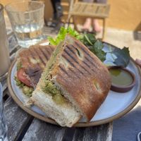 Smashed falafel - good but more like avo with chick peas  at The Hairy Barista in Totnes