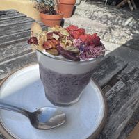Blueberry chia pudding  at The Hairy Barista in Totnes