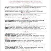 Vegan menu  at Giorgios in Margate