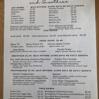 Drinks menu  at Luna's Vegan Corner in Cardiff