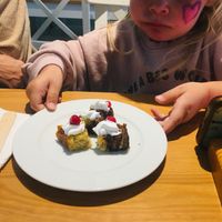 Complimentary mini cakes for the little one in our group while we were waiting for our food to arrive at Luna's Vegan Corner in Cardiff