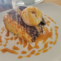 Choc and Orange cake with ice cream. at Luna's Vegan Corner in Cardiff