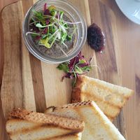 Homemade mushroom pate at Luna's Vegan Corner in Cardiff