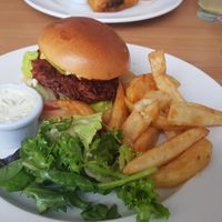 Onion burger at Luna's Vegan Corner in Cardiff