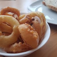 Onion rings at Luna's Vegan Corner in Cardiff