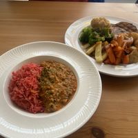 Red rice and Sunday Lunchh  at Luna's Vegan Corner in Cardiff
