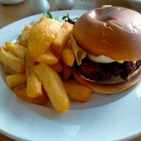 Onion burger at Luna's Vegan Corner in Cardiff