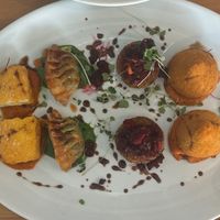 Complementary bites at Luna's Vegan Corner in Cardiff