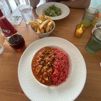 Jackfruit & Chickpea Stroganoff  and Rigatoni Pasta Green Goodess Ragu  at Luna's Vegan Corner in Cardiff