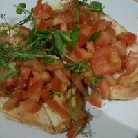 Bruchetta with tomatoes at Luna's Vegan Corner in Cardiff