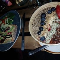 acai bowl and avocado-hummus toast at Café Canna CBD Coffee+Shop in Berlin