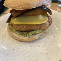 Vegan stack with aubergine bacon added   at Early Bird in Plymouth