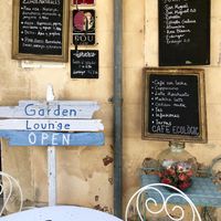 The front of the cafe  at Cafè Parisien in Mallorca