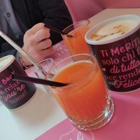 Almond cappuccino and orange juice at Babi Como in Como