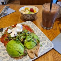 Avocado shakshuka with vegan feta at Lola's Bakery in North West London