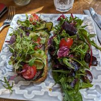 Open vegetables sandwich at Lola's Bakery in North West London