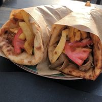 vegan gyros with mushrooms  at Allas Souvlaki & More in Paros