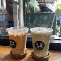 Coconut matcha latte and chai tea latte   at Foxhole BKK in Bangkok